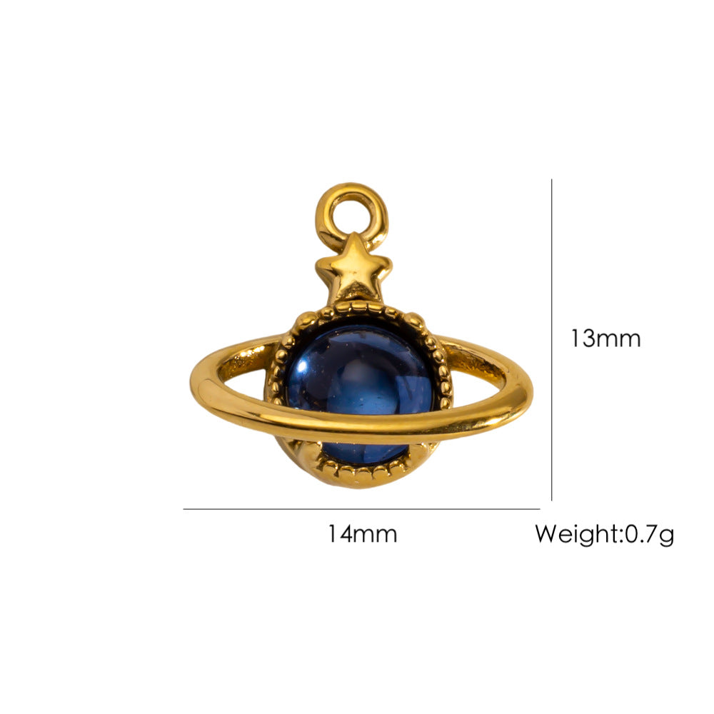Charms Planète Saturne - Email Pierre Bleu