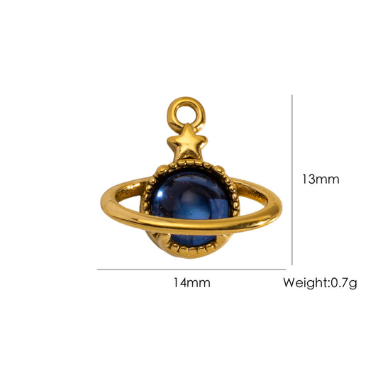Charms Planète Saturne - Email Pierre Bleu