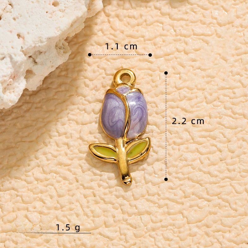 Charms Fleur Tulipe - Email Violet