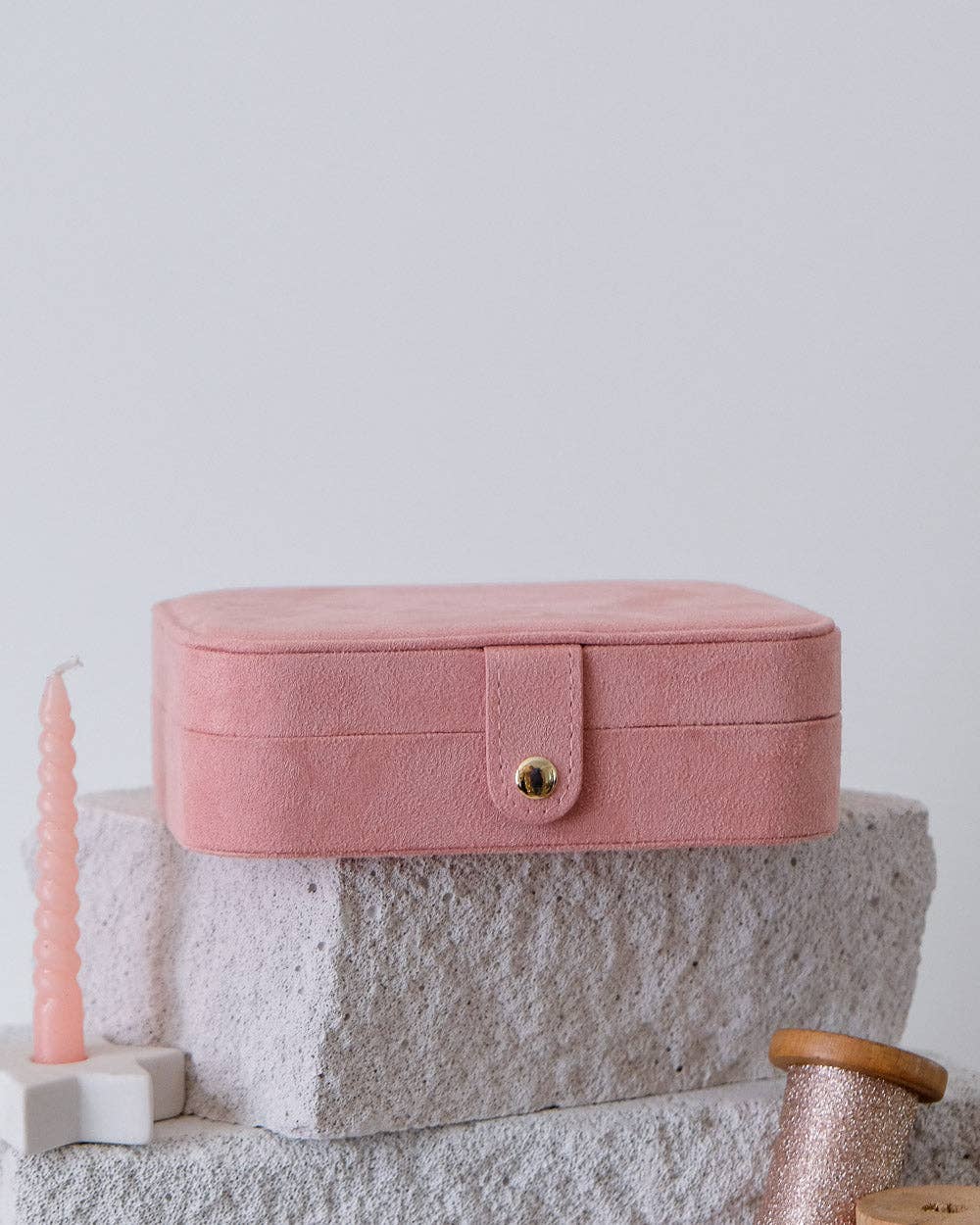 Boîte à bijoux Brigitte - Velours Rose