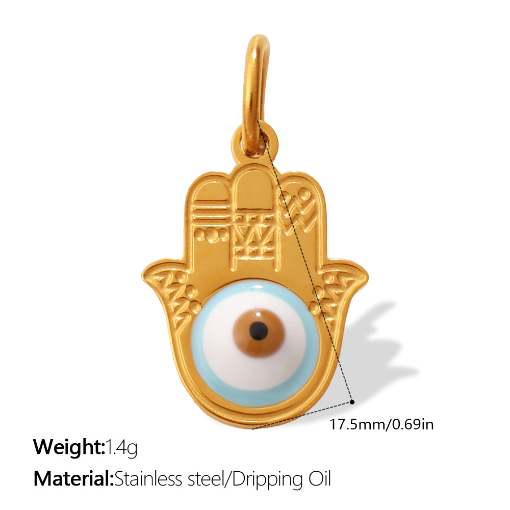 Charms Pendentif Main Fatma Oeil - Email Blanc Bleu