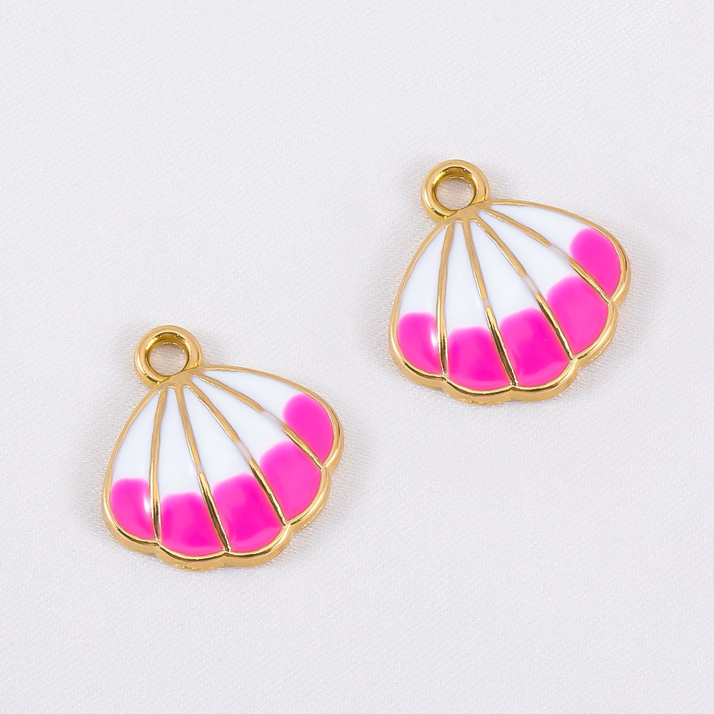 Charms Coquillage - Email Blanc Rose Fuschia