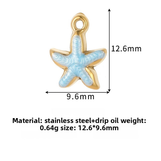 Charms Etoile de mer petit - Email bleu clair