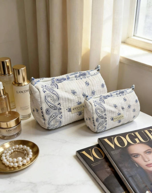 Trousse de toilette matelassée- Emma : Bleu - Taille S