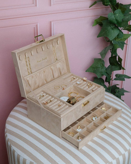 Boîte à bijoux Denise - Velours  Beige