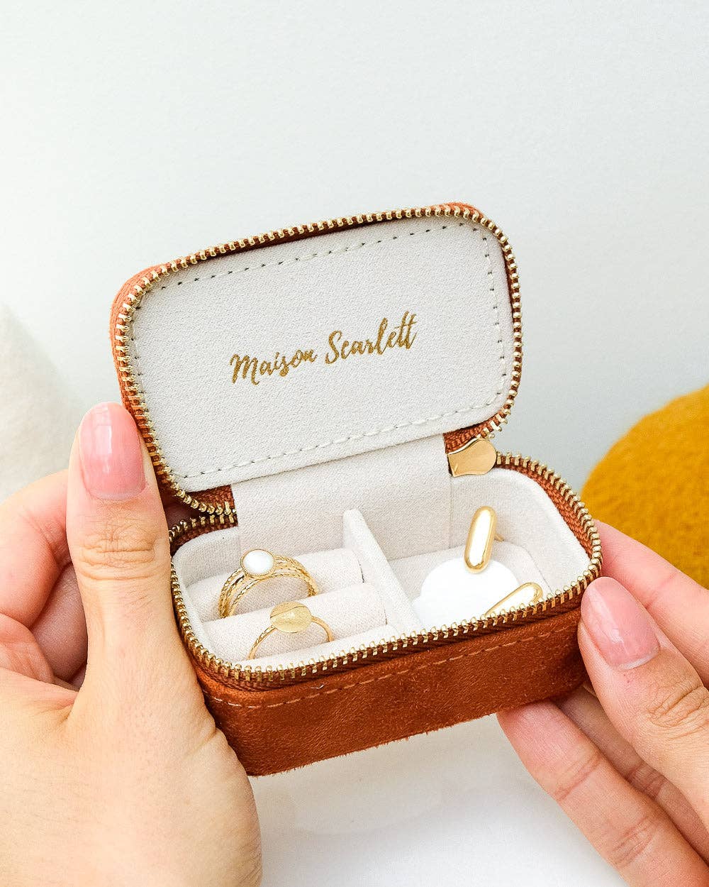 Mini boîte à bijoux de voyage Marie - Velours Rose