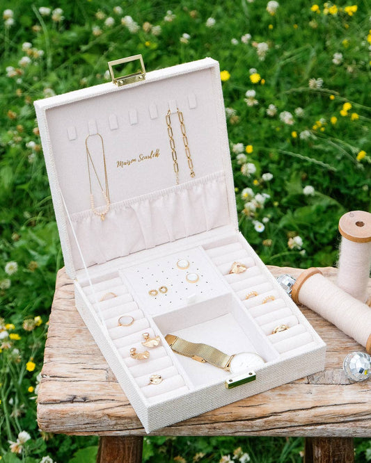 Boîte à bijoux Anne - Effet lin Beige