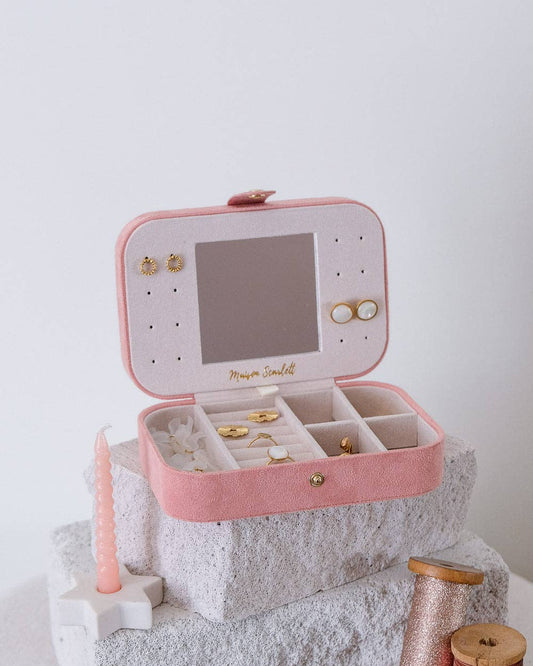 Boîte à bijoux Brigitte - Velours Rose