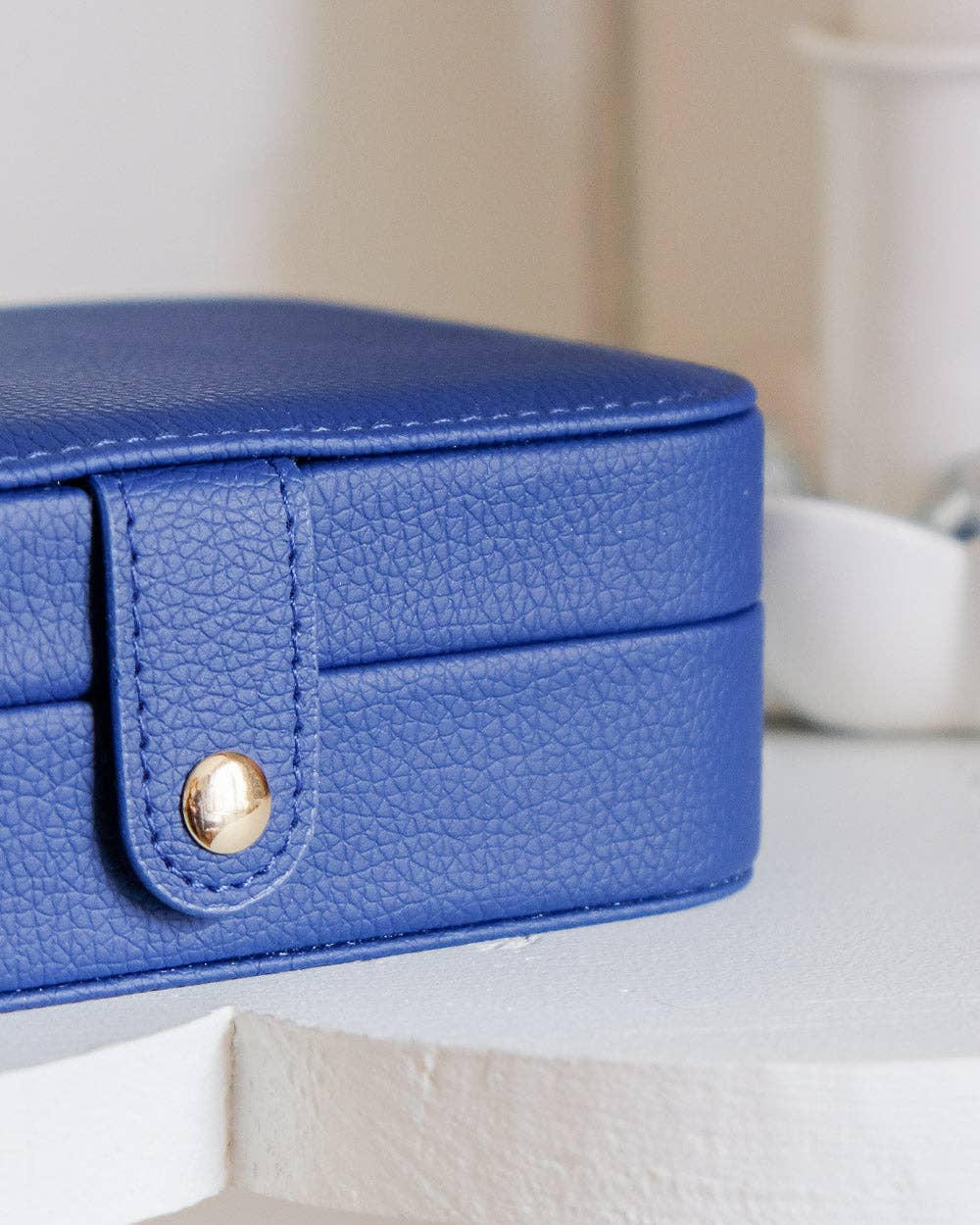 Boîte à bijoux Brigitte  - Effet cuir Bleu marine
