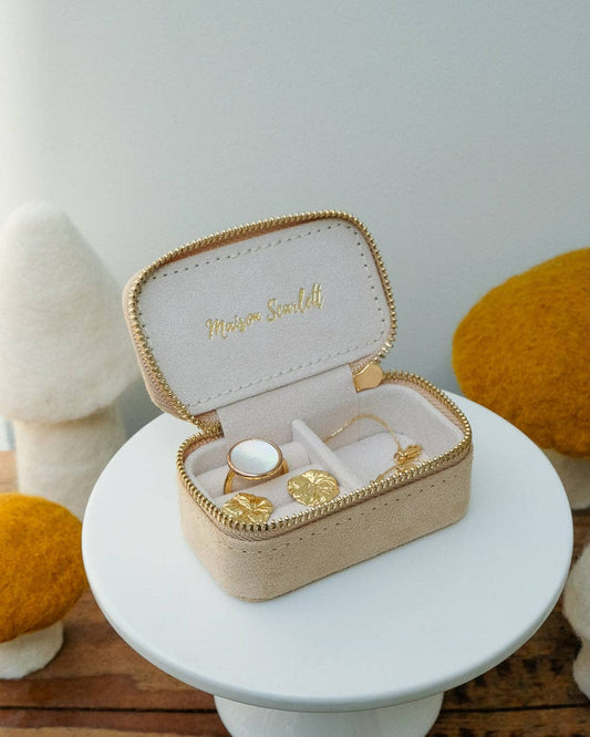 Boîte à bijoux Marie - Velours Beige