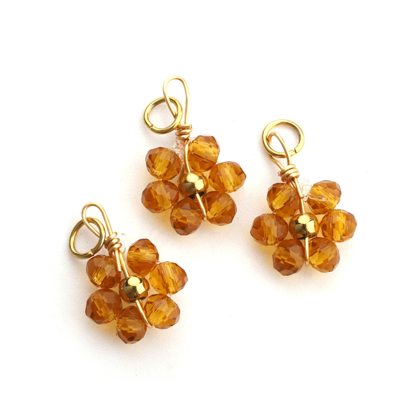 Charms Fleur Perles de Verre - Ocre