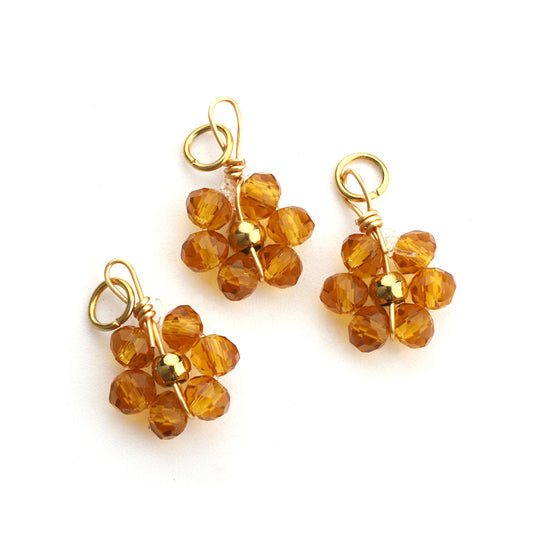Charms Fleur Perles de Verre - Ocre