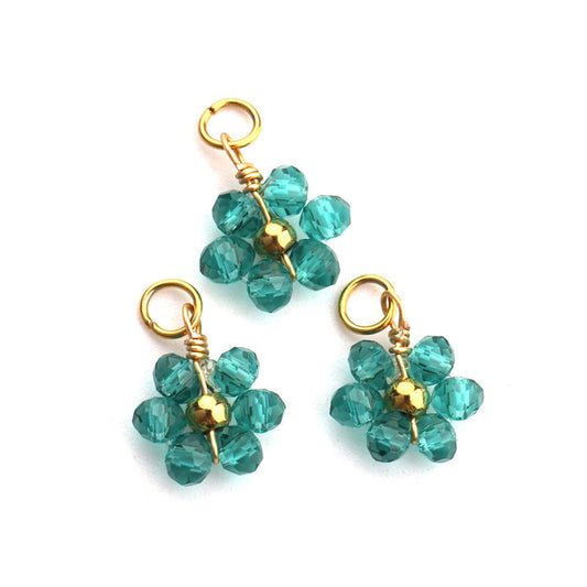 Charms Fleur Perles de Verre - Vert