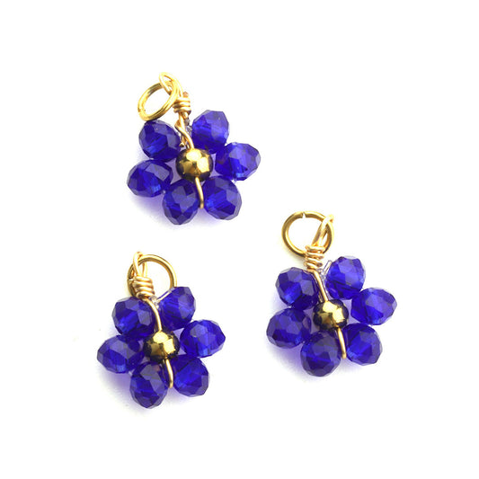 Charms Fleur Perles de Verre - Bleu