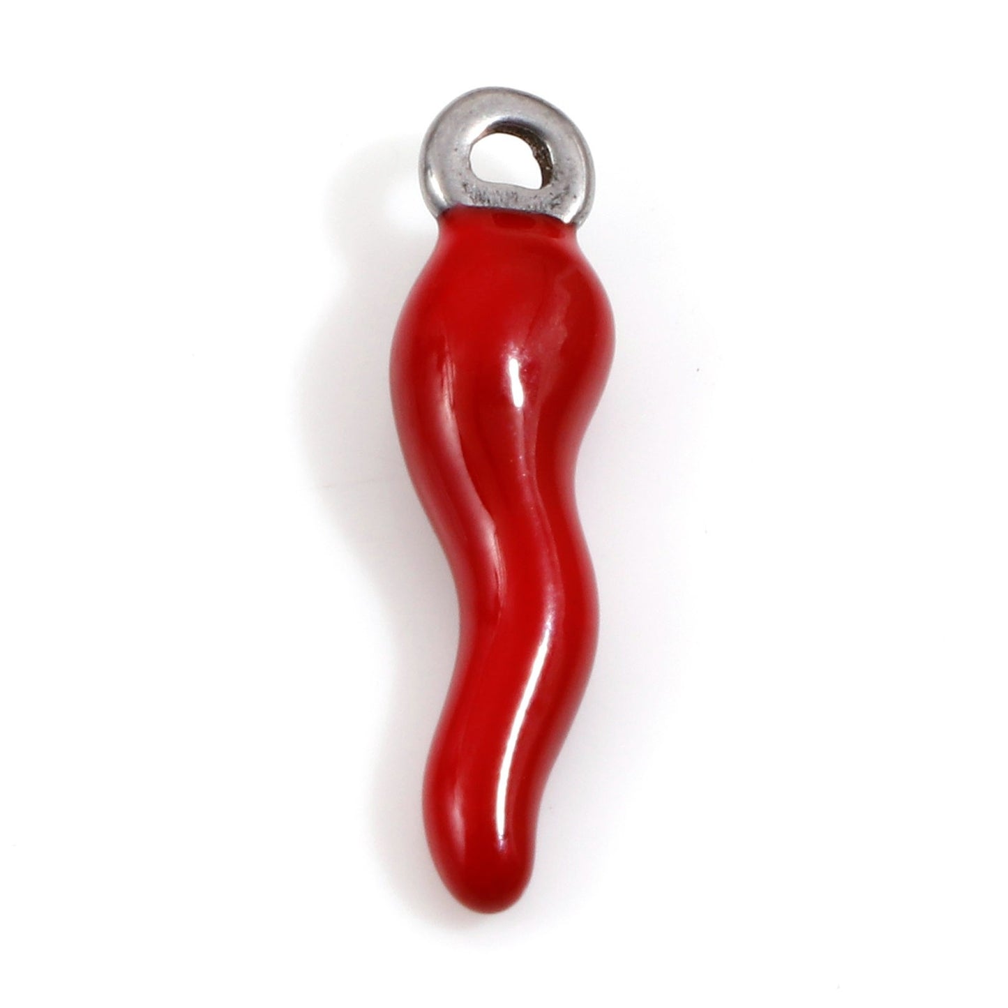 Charms Piment émail rouge - Argent