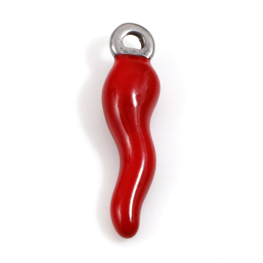 Charms Piment émail rouge - Argent