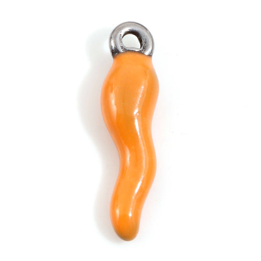 Charms Piment émail orange - Argent
