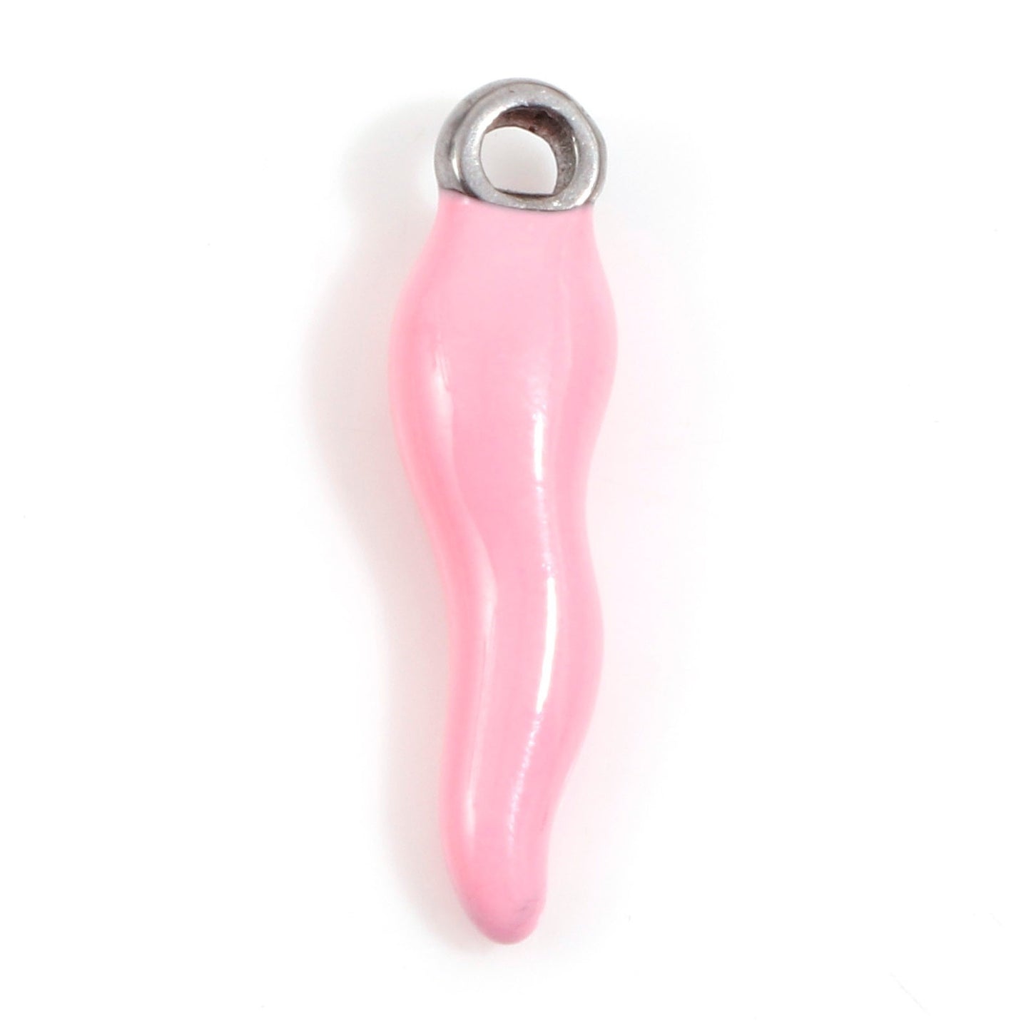 Charms Piment émail rose - Argent