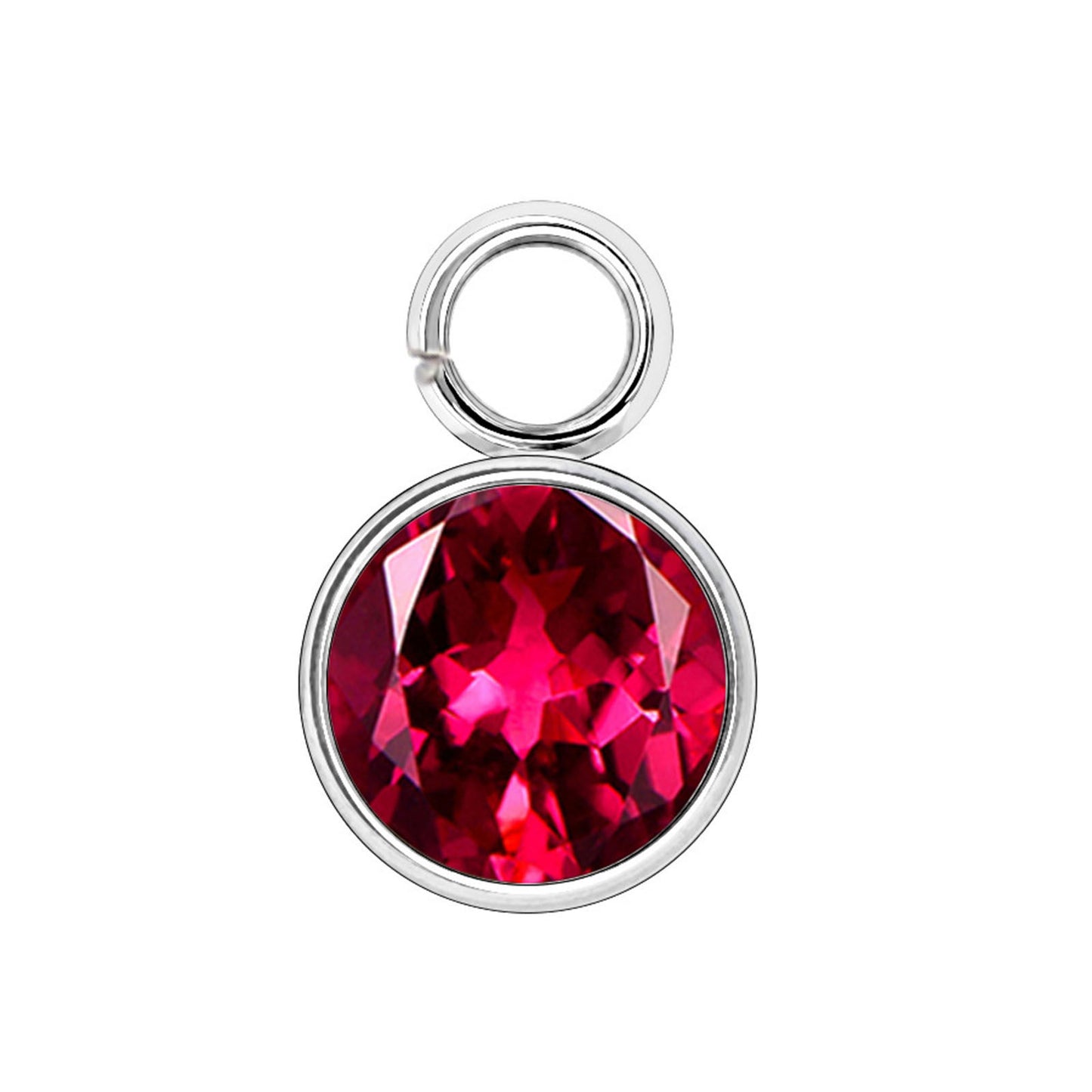 Charms Strass Rond - Bordeaux Rouge - Argent
