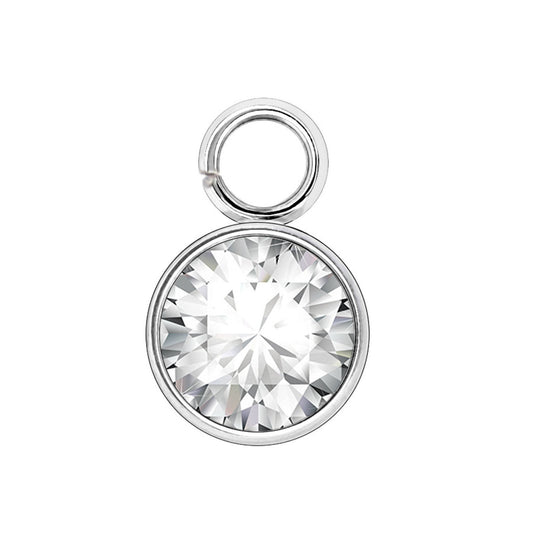 Charms Strass Rond - Blanc - Argent