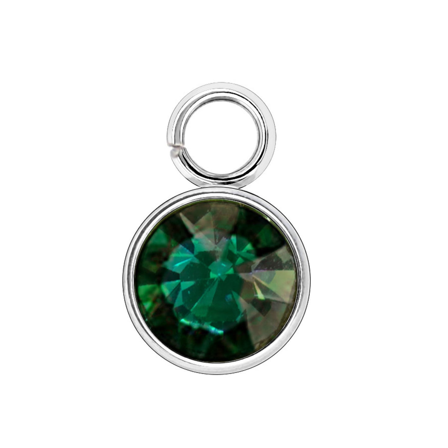 Charms Strass Rond - Vert foncé - Argent