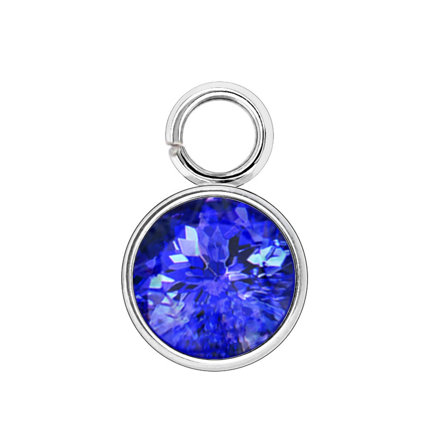 Charms Strass Rond - Bleu foncé - Argent