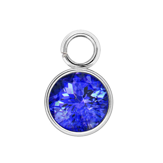 Charms Strass Rond - Bleu foncé - Argent