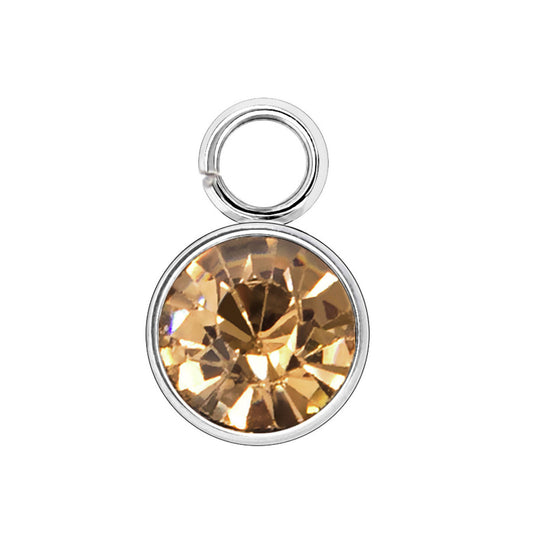 Charms Strass Rond - Beige - Argent