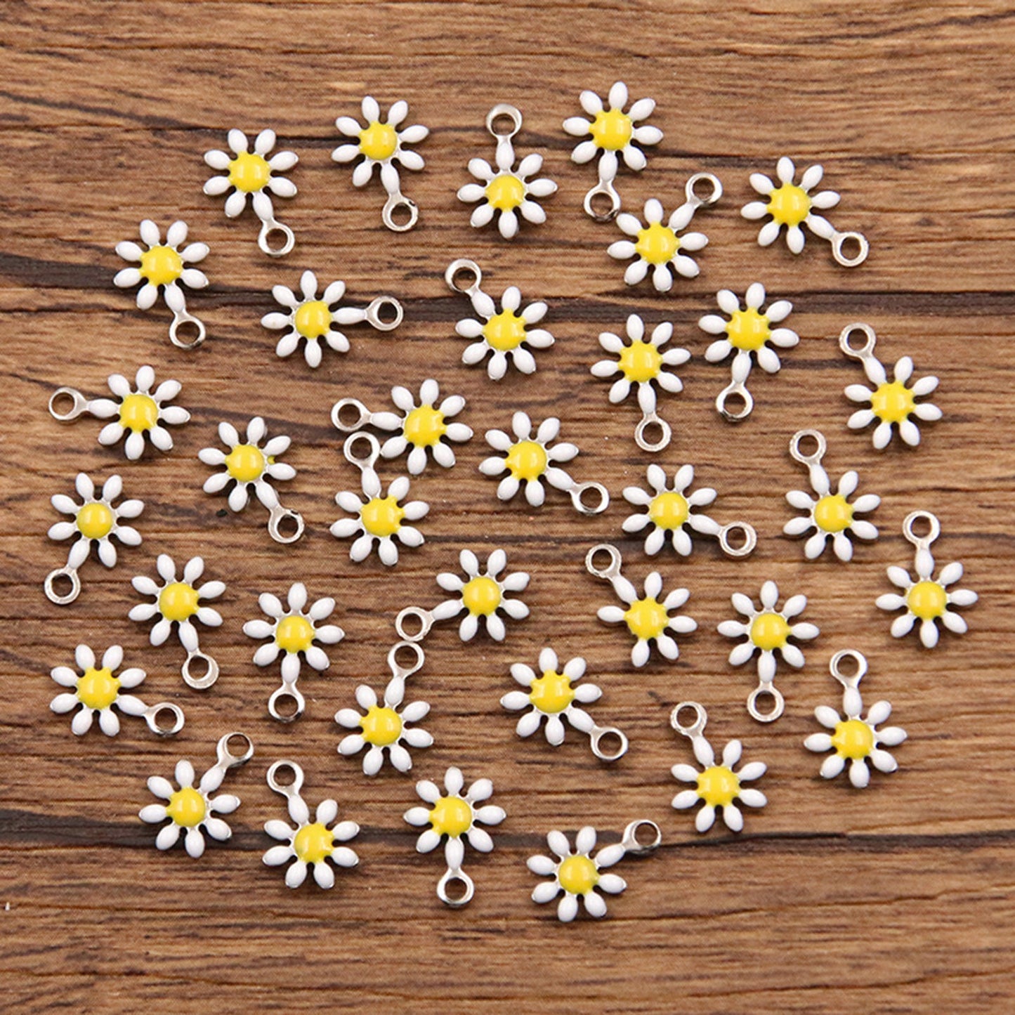 Charms Fleur Marguerite - Email Blanc - Argent