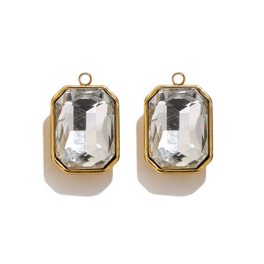 Charms Rectangle - Gros strass Blanc