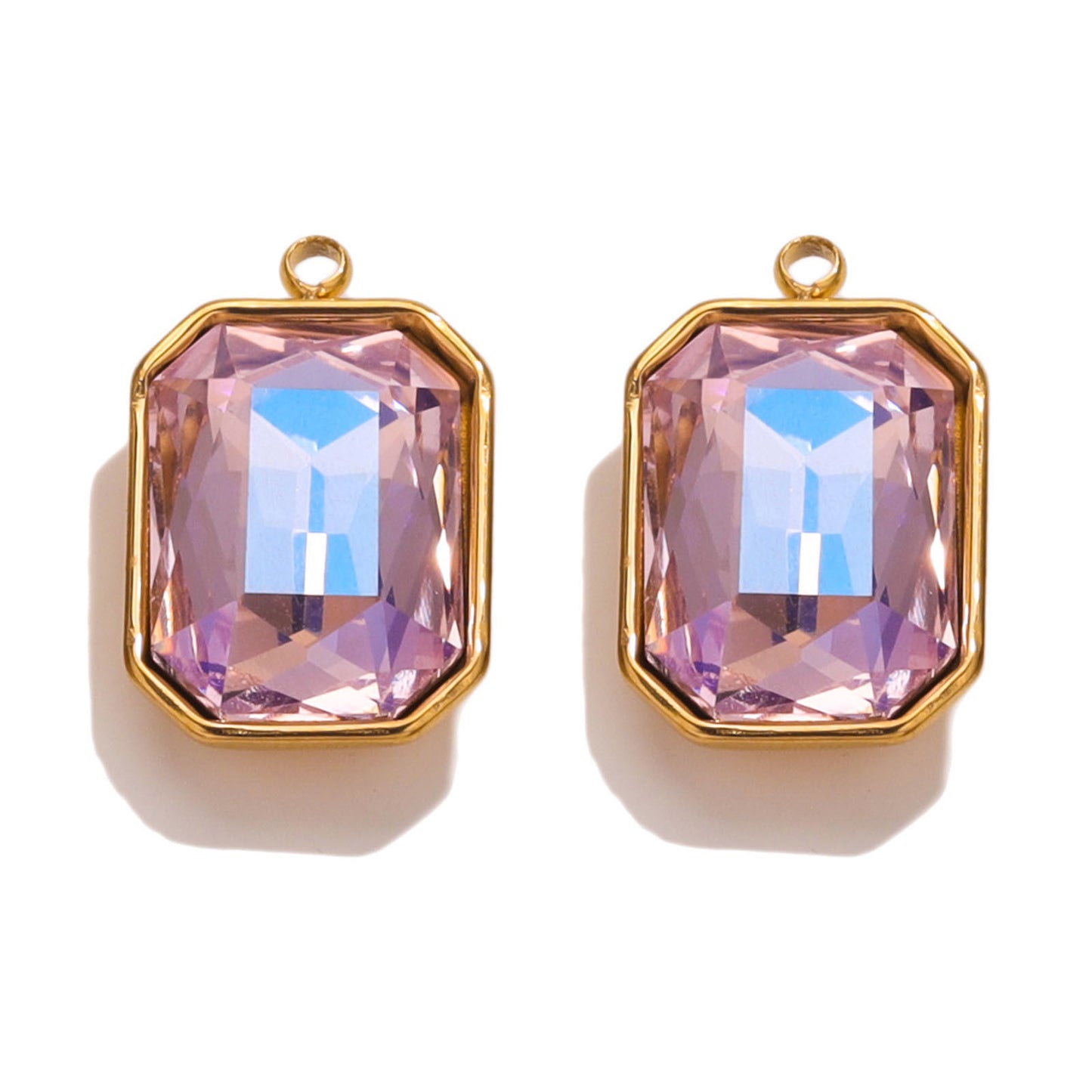 Charms Rectangle - Gros strass Rose