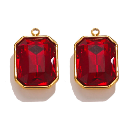 Charms Rectangle - Gros strass Rouge
