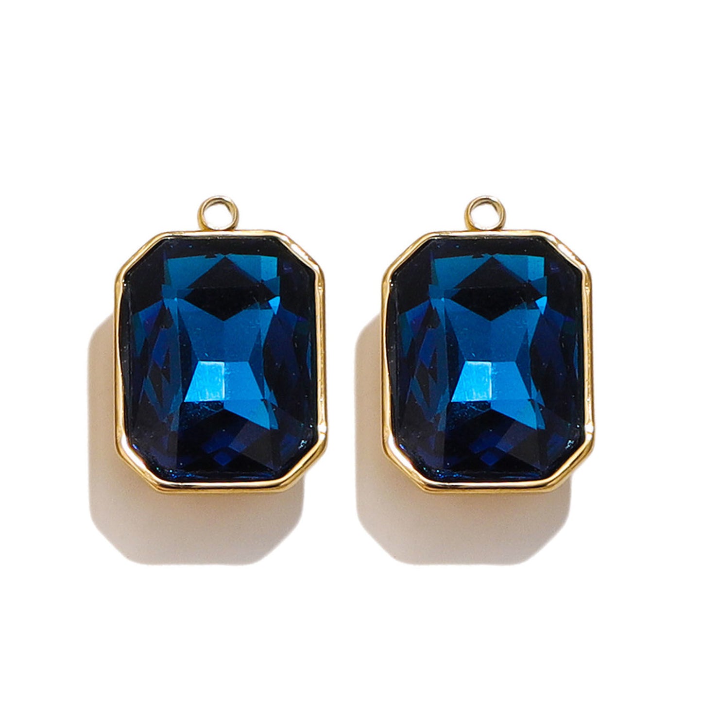 Charms Rectangle - Gros strass bleu