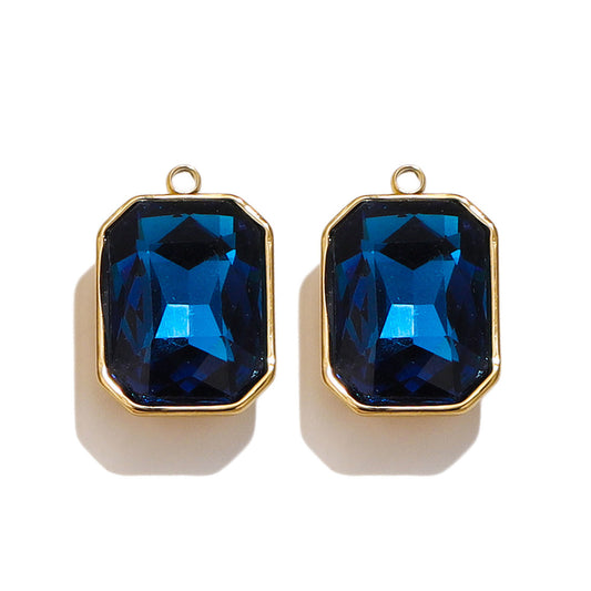Charms Rectangle - Gros strass bleu