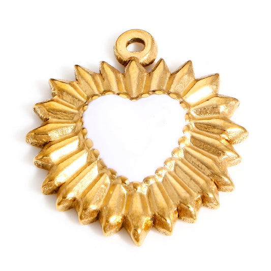 Charms Coeur Ex Voto émail Blanc