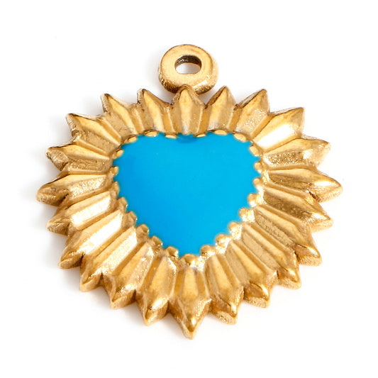Charms Coeur Ex Voto émail Bleu clair