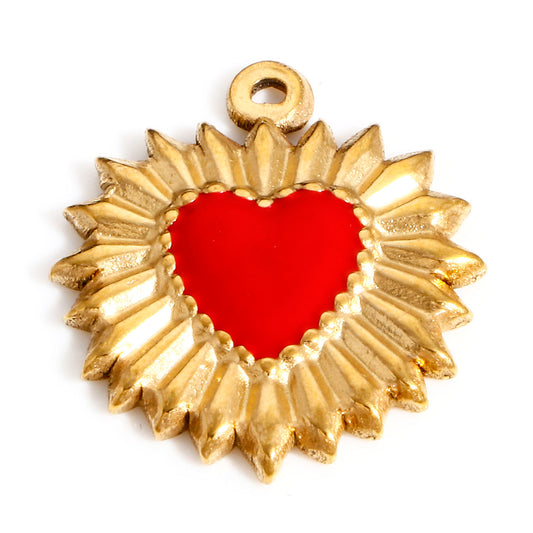 Charms Coeur Ex Voto émail Rouge