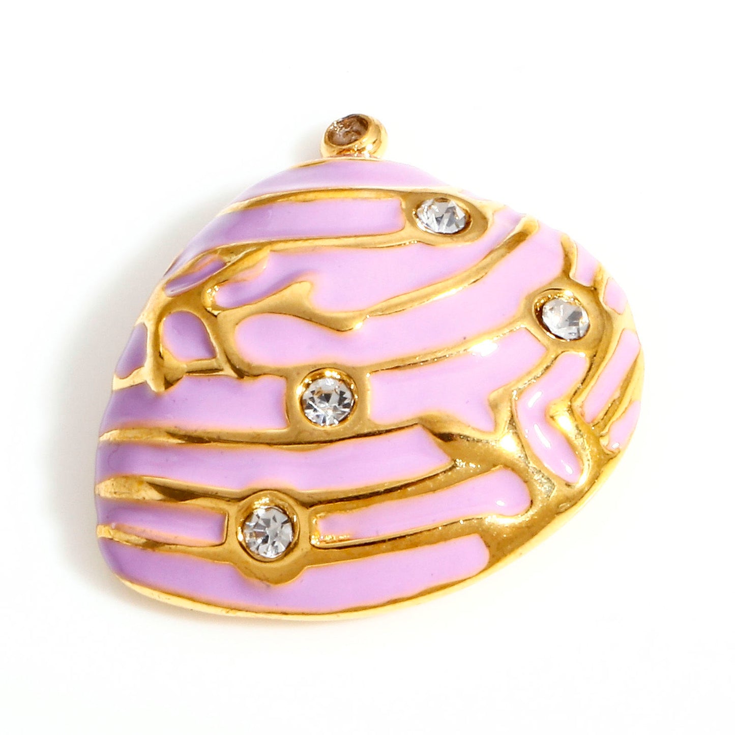 Charms Coquillage Palourde Strass & émail rose
