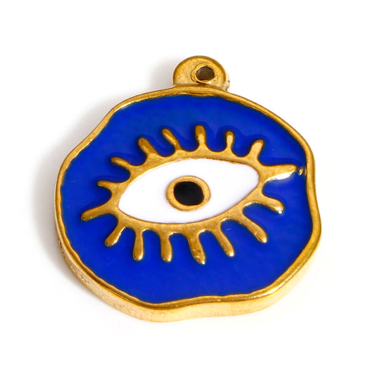 Charms Médaille Oeil émail bleu