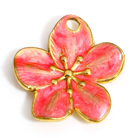 Charms Fleur Frangipanier - Email Rose