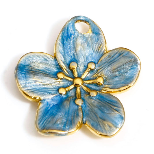 Charms Fleur Frangipanier - Email Bleu