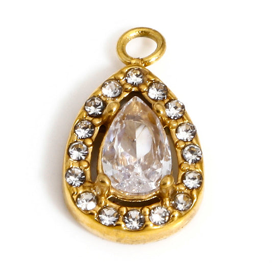 Charms Goutte Strass blanc