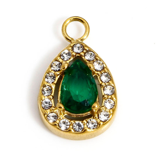 Charms Goutte Strass blanc & vert
