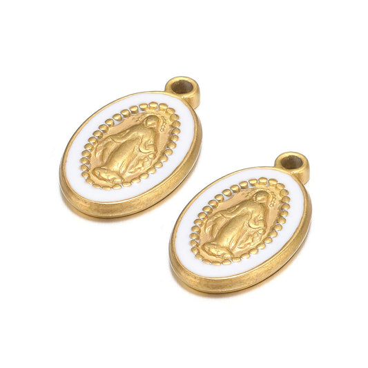 Charms Vierge Marie - Email Blanc