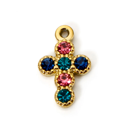 Charms Croix Strass multicolore