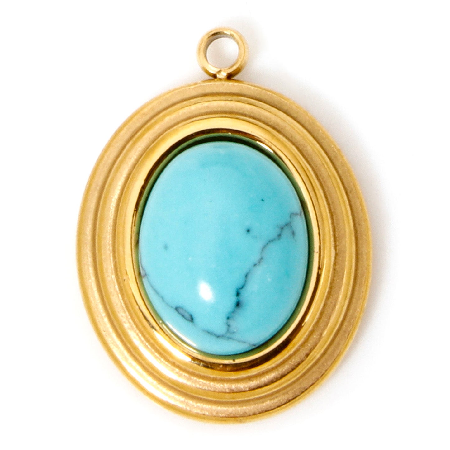 Charms Médaille Ovale Pierre Turquoise