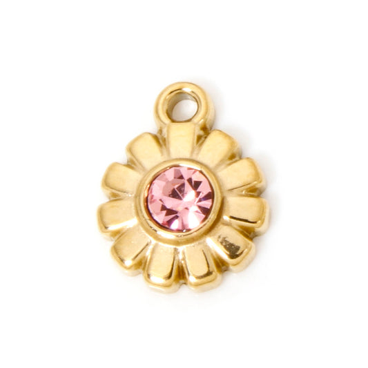 Charms Soleil Fleur - Strass rose