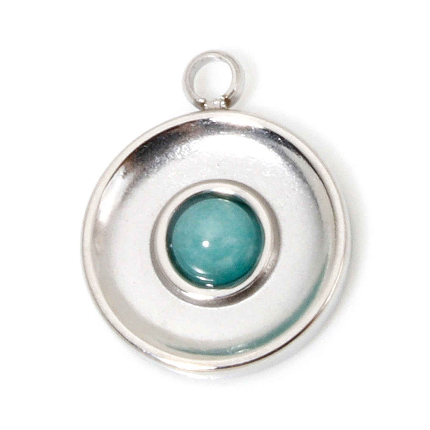 Charms Médaille Cercle Ronde Pierre Turquoise - Argent