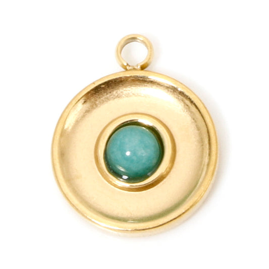 Charms Médaille Cercle Ronde Pierre Turquoise