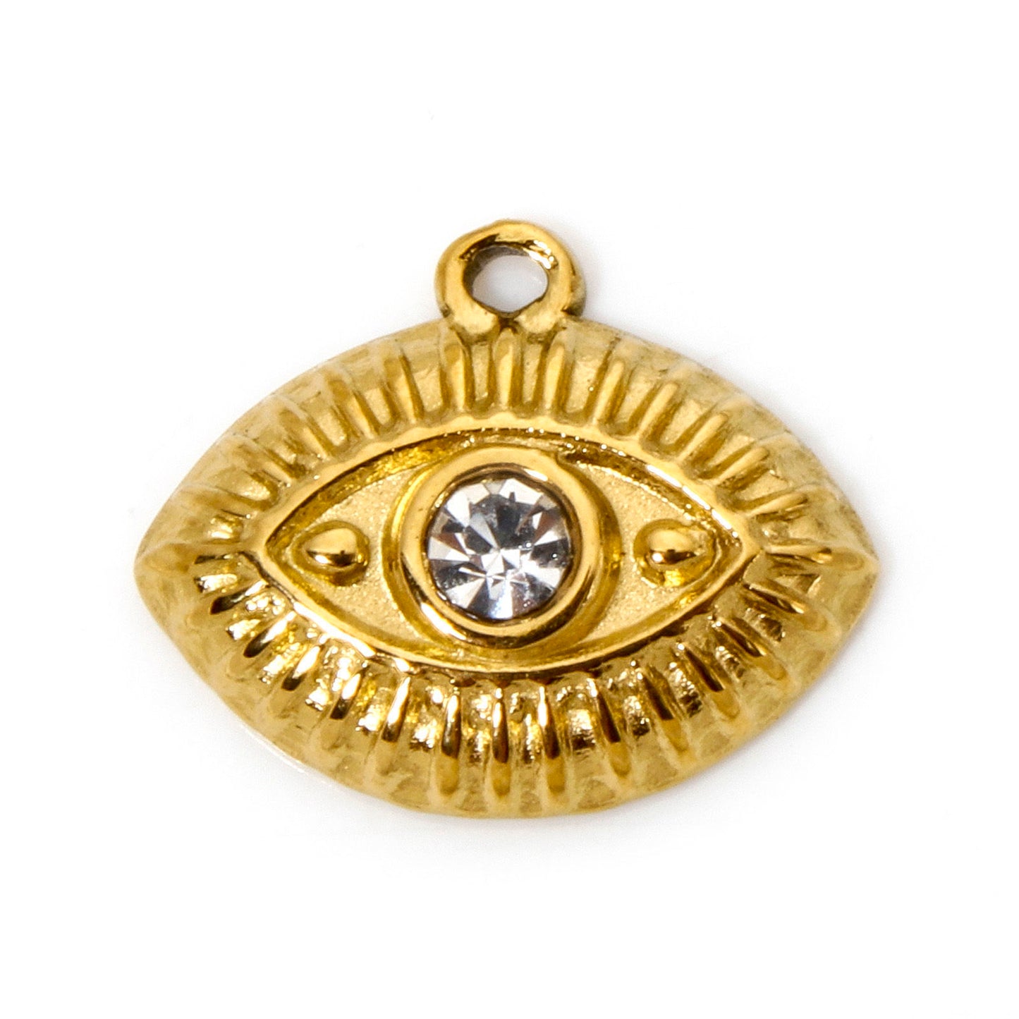 Charms Médaille Oeil Strass Blanc